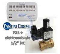 Kit rilevatore fughe gas metano - P21 + elettrovalvola 1/2'' normalmente chiusa