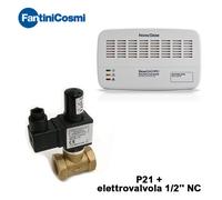 Kit rilevatore fughe gas metano - P21 + elettrovalvola 1/2'' normalmente chiusa