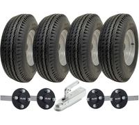 Kit rimorchio doppio asse ad alta velocità 5,00-10 ruote legali stradali, ass...