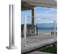 Kit ringhiera in vetro per balcone con balaustra quadrata in vetro divisore scala esterna palo in acciaio inox (fine H 90 cm) - soluzione di sicurezza durevole ed elegante
