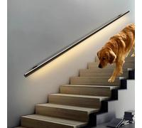 Kit ringhiera per scale in alluminio con sensore di movimento a LED, corrimano a parete per scale rotonde, illuminazione bianca calda, 1 m per sicurezza e stile