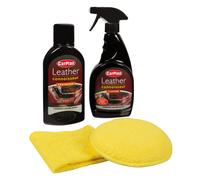 KIT RINNOVA PELLE PER AUTO CAMION PULIZIA INTERNI SEDILI VOLANTE TRATTAMENTO CAR