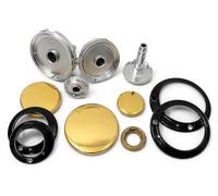Kit Rinnovo Bruciatori Compatibile con Glem Gas 4 Fuochi - 16 Pezzi Made in Italy - 4 Bruciatori Alluminio Lucido + 4 Spartifiamma Ottone Lucido + 4 Anelli Coprifiamma Smaltati Neri