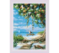 RIOLIS - Altalena da spiaggia 2215, Punto croce 21x30cm, Punto croce kit da ricamare, Disegni da ricamare, Embroidery kit, Set punto croce, Kit ricamo punto croce