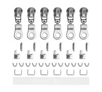 Kit Ripara Zip per Cerniere #5 NYLON, con 6 x cursori, tappi di chiusura in basso, 12 x tappi di chiusura in alto, Zip di Ricambio, Fermo Superiore e Inferiore per Cerniere Lampo, per Giacca, Zaino