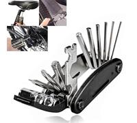 Kit Riparazione con Chiave a Brugola e Bussola, Portatile Colore Nero,Set di Chiavi Multiuso per Bicicletta 16-in-1, Formato Tascabile, Bici Corsa o Mountain Bike, Cacciavite Croce o Testa Piatta