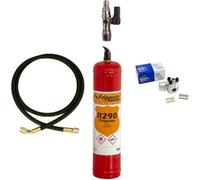 Kit Riparazione Frigorifero asciugatrice cantinetta bombola R290 da 370 Gr. + raccordo spillo 1/4" M + tubo 90cm + valvola foratrice