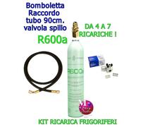 Kit Riparazione Frigorifero R600a raccordo spillo 1/4" M tubo 90 cm valv foratri