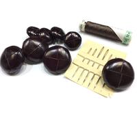 KIT RIPARAZIONE LODEN 8 BOTTONI MARRONI + COTONE +AGHI