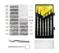 Kit Riparazione Occhiali 1000pz con Cacciavite e Pinzetta per Orologi Gioielli