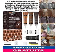 Kit Riparazione Pelle e Venile 5 Colori,x Divani, Sedili Auto, Giacche, Scarpe