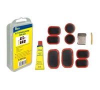 Kit riparazione per bicicletta con mastice, 8 pezze e carta abrasiva