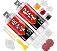 Kit Riparazione Piastrelle 100ml, Kit Riparazione Vasca per lavandino, Fibra di Vetro, Quarzo, Pavimento, Doccia Ceramica e Smalto per Crepe, Graffi, Fori, Impermeabile e Resistente al Calore