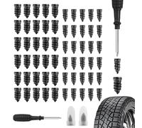 Kit Riparazione Pneumatici Auto con 60 Bastoncini un Cacciavite,Ripara Gomme Auto per una Rapida Riparazione Temporanea di Piccoli Fori,Accessorio Auto per Tipi di Pneumatici