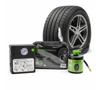 KIT DI RIPARAZIONE PNEUMATICI - LIQUIDO SIGILLANTE E COMPRESSORE D'ARIA