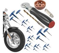 Kit Riparazione Pneumatici - Set 24 Pezzi Tappi A Fungo | Toppe Pneumatici Auto, Moto, Camion, Bicicletta | Punta Trapano, Ruota Compattatrice E Testa Macinazione | Accessorí Riparazione Veicoli