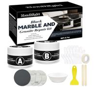 Kit Riparazione Porcellana Nera e Superfici Scure - Ripara Granito Nero, Quarzo, Marmo - Stucco Epossidico Nero per Crepe, Scheggiature e Fessure - Non Tossico, Impermeabile, Ideale per Cucine e Bagni