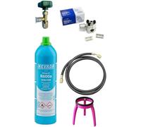 Kit riparazione ricarica frigorifero congelatore con bombola R600a da 420 Gr. + rubinetto uscita 1/4" M + tubo 150 cm + valvola foratrice per tubo rame