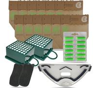 Kit Risparmio 12 Sacchetti Folletto VK130 in Carta, 12 Profumatori, 2 Filtri HEPA, 2 Filtri Anti-Odore, 1 Sottospazzola in Setole | Ricambi Compatibili per Folletto 130 | Soluzione Tutto-in-Uno