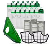 Kit Risparmio 12 Sacchetti Folletto VK140 con Profumatori 12 pezzi, 2 Filtri Griglia Motore, 1 Sottospazzola in Setole | Ricambi Compatibili per Folletto | Soluzione Tutto-in-Uno