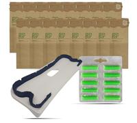 Kit Risparmio 27 Pezzi Compatibili per Folletto VK120 - VK121 - VK122 | Set Ricambi con 16 Sacchetti, 10 Freschi Profumatori, 1 Sottospazzola con Setole | Soluzione Smart Tutto-in-Uno