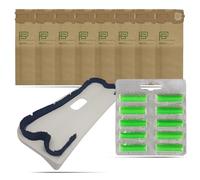 Kit Risparmio 8 Sacchetti Folletto VK 120/121/122, 10 Freschi Profumatori, 1 Sottospazzola con Setole | Ricambi Compatibili per Folletto | Soluzione Tutto-in-Uno per Casa Sempre Pulita e Ordinata
