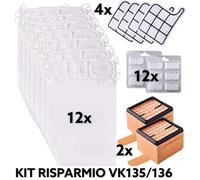 KIT RISPARMIO FOLLETTO VK135 136 12 SACCHETTI 12 PROFUMINI 2 HEPA 4 FILTRI MOTOR