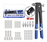 Kit rivettatrice 86pz per rivetti inserti filettati filetti pinza M3 M4 M5 M6 M8