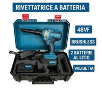 Kit Rivettatrice a Batteria - Motore Brushless, 2 Batterie Litio, Valigetta