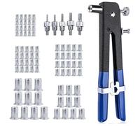 Kit Rivettatrice Inserti Filettati con 86pz 5 adattatori 4/5/6/8mm Dadi Rivetti