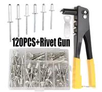 Kit Rivettatrice Manuale + 120 Rivetti Assortiti in Alluminio Set Completo