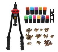 Kit rivettatrice manuale e posizionatore per dadi per rivetti da 16 pollici con 10 mandrini e 110 dadi per rivetti, strumento di rivettatura universale per metallo, plastica, legno
