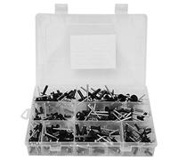 Kit rivetti ciechi neri da 200 pezzi, set assortimento di rivetti ciechi a testa tonda ad alta resistenza, superficie stabile senza punto di ruggine, include 8 misure per macchine