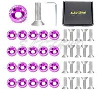 Kit rondelle parafango M6 da 20 pezzi in alluminio CNC viola(Purple)