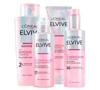 L'Oréal Paris Elvive Glycolic Gloss Balsamo da 150ml + Shampoo da 200ml + Siero Senza Risciacquo da 150ml + Trattamento Laminazione 5 minuti da 200ml per Capelli Spenti e Porosi - 4 flaconi