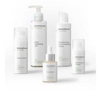 InnovaGoods® Set skincare, x1 crema idratante per il viso, x1 contorno occhi, x1 siero per il viso, x1 detergente per il viso, x1 tonico per il viso, ingredienti naturali CBD, idrata, illumina. Pelli