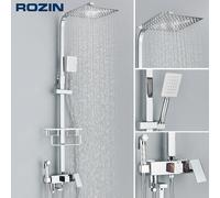 Kit rubinetto doccia bagno a pioggia con sistema di miscelazione acqua calda fredda a parete in acciaio inossidabile per bidet con cremagliera, beccuccio per vasca