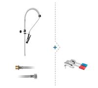 Kit rubinetto miscelatore professionale doppio pedale pavimento cucina ristorant