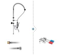 Kit rubinetto miscelatore professionale doppio pedale pavimento cucina ristorant