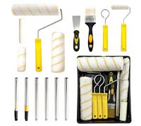 Kit rullo per pittura con asta di estensione, 15 rulli da 22,9 cm e vassoio con pennelli, raschietto e stendibiancheria, set di rotoli per pittura per la casa per pareti, soffitti, porte