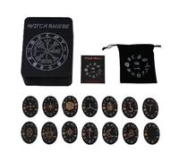 Kit Rune Streghe - Rune in Legno e Libro, Set di Pietre mistiche delle Streghe, Completo di Guida per divinazione e magia per Principianti, /Altare