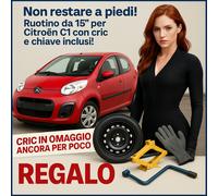 Kit Ruotino di Scorta Citroen C1 15” 4Fori Cric Chiave Guanti DOT2025