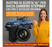 Kit Ruotino di Scorta Dacia Sandero Stepway 16 4Fori Cric Astuccio 125/90 r16