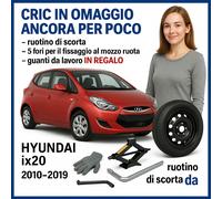 Kit Ruotino di Scorta Hyundai ix20 15” 5Fori Cric Chiave Guanti DOT2025