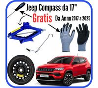 Kit Ruotino di Scorta Jeep Compass 5Fori Cric Guanti Cacciavite 155/90 R17