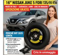 Kit Ruotino di Scorta Nissan Juke 16” 5 Fori 135/90 R16 DOT2025