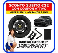 Kit Ruotino di Scorta per Jeep Avenger da 18” 4 Fori Cric Chiave Astuccio DOT2