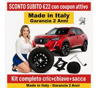 Kit Ruotino di Scorta Peugeot 2008 17” 4 Fori 135/80 R17 Cric Chiave Sacca
