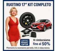Kit Ruotino di Scorta Renault Captur 5 Fori 125/80 R17 + Cric e Astuccio Inclusi