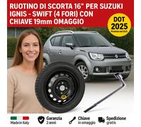 Kit Ruotino di Scorta Suzuki Ignis Swift 16” 4 Fori Chiave 19mm Omaggio DOT25
